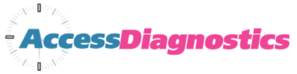 Access Diagnostics logo with a clock design on a white background