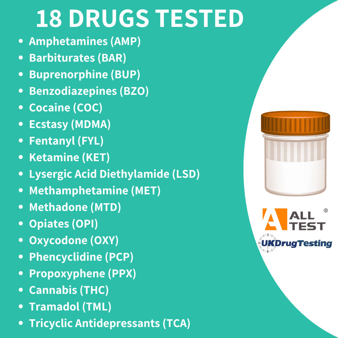 18 panel urine drug testing cup - easy testing for large number of drugs uk - drug list