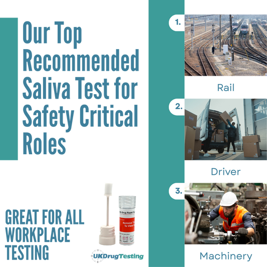 saliva drug & alcohol test for safety critical roles e.g rail, driver, and machinery.