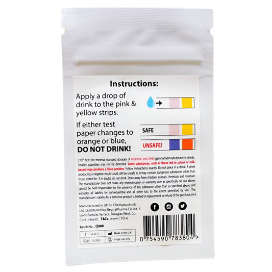 Check your drink for drugs spiking test